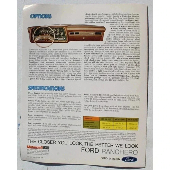 Vintage 1976 Ford Ranchero OEM Dealer New Car Sales Brochure NOS - Picture 4 of 4